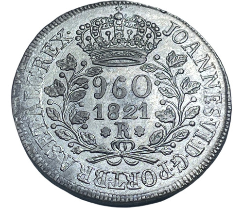 Moeda Prata 960 Réis 1821 Rio V. Xe-2a Sobre 8 Reales Lima