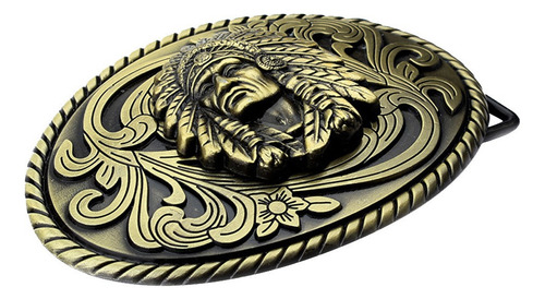 S. Hebilla De Cinturón De Cabeza De Jefe Indio De Bronce