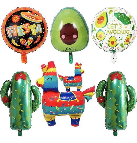 Globos Fiesta Mexicana Mes Patrio Cactus 6 Piezas