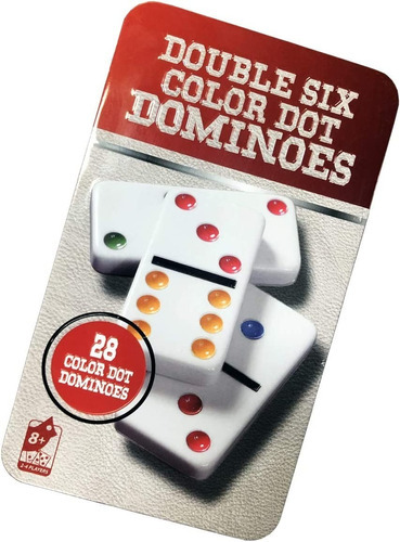 Juego Domino Doble 6 En Caja Metálica 28 Fichas Color
