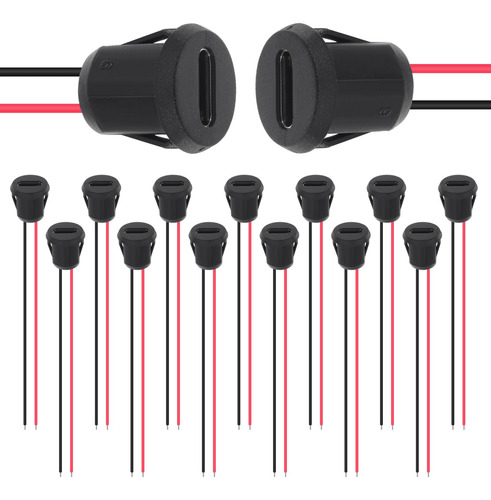 15pcs Tipo-c Chasis Hembra 2 Pin Usb Conector Socket Usb-c