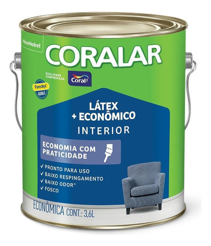 Tinta Latéx Branco Fosco Para Interior 3,6 Coralar