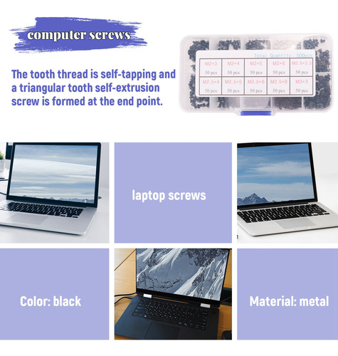 500pcs M2 M2.5 M3 Km Screw Flat Phillips Screws Laptop -fs