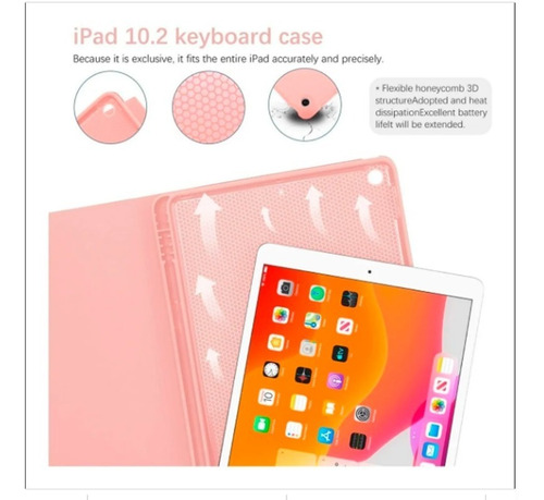 Funda Teclado Con Touchpad @ iPad 10.2 7ma Generación Rosado