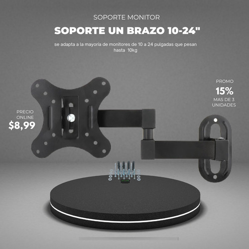 Imagen 1 de 5 de Soporte Movil De Monitor 14 A 24 Pulgadas Soporte Pequeño