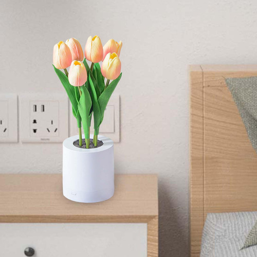 Night Light Flor Artificial Con Puerto Usb Centros De Mesa