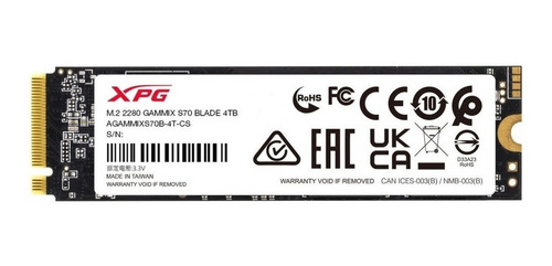 Ssd 4tb Adata Gammix S70 Blade Nvme Gen4 M.2 2280 3d Nand