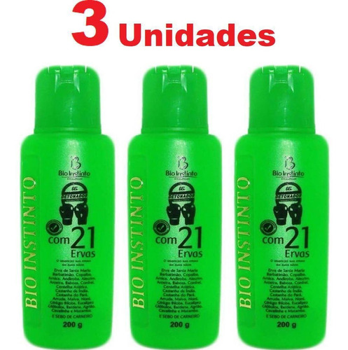 Kit Com 3 Gel Detonador Com 21 Ervas 200g Bio Instinto