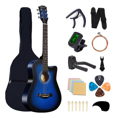 Guitarra Clásica Bigview 38in para Diestros Color Azul Abs Mate