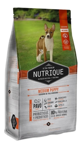 Imagen 2 de 9 de Alimento Nutrique Medium Puppy para perro cachorro de raza mediana sabor pavo en bolsa de 12 kg