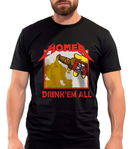 Playera Homero Drink Em All Metallica Simpson