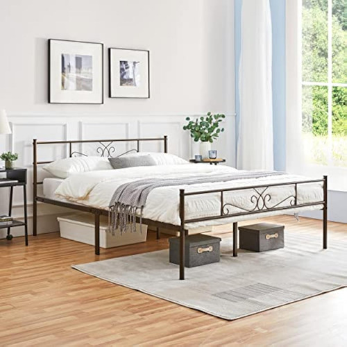 Base De Cama Matrimonial Yaheetech Color Bronce