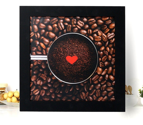 Imagem 3 de 5 de Kit 4 Quadros Decorativos Cantinho Do Café Moldura Preta