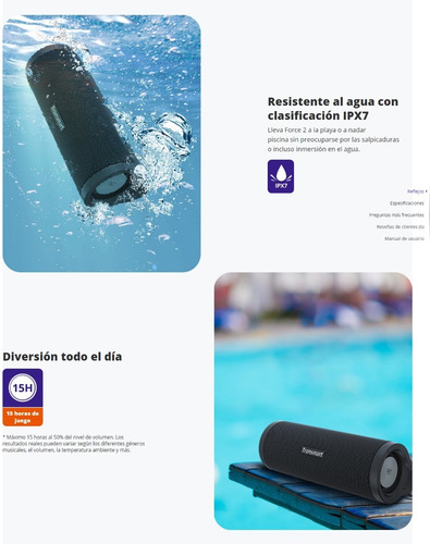 Parlante Inalámbrico 30w Rms Soundpulse Tronsmart Force 2