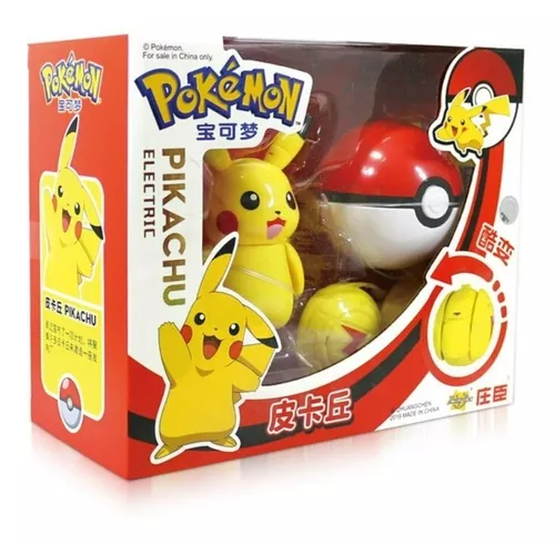 Brinquedo Pokemon Pikachu Na Pokebola Boneco Articulado em