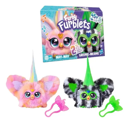 comprar Pacote Furby Furblets, 2 mini furby com sons de 45 cores, maio a maio, Greenie, Meanie