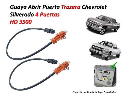 Guaya Puerta Trasera Silverado Hd 3500 Doble Cabina / Par