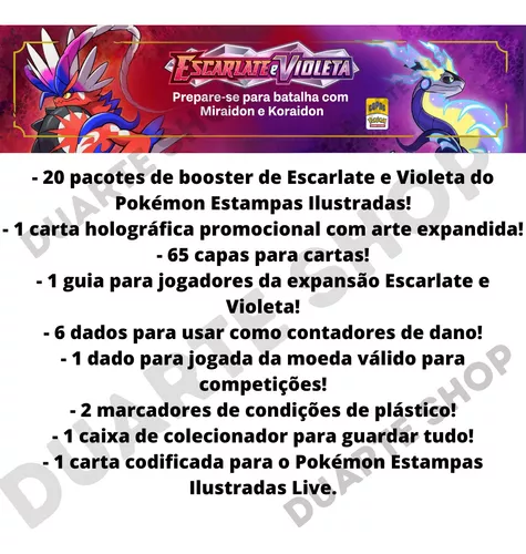 Box Pokemon Treinador Avançado Escarlate e Violeta 121 Cartas Miraidon -  Roxo