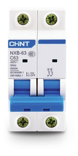 Int. Termomagnético Chint Nxb-63, In:10a, Curva D, 2-polos