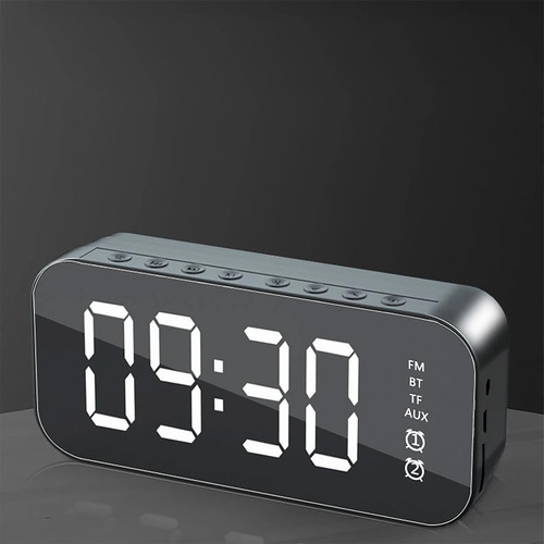 Imagen 7 de 10 de Reloj Radio Despertador Bluetooth Batería Alarma Micro Sd