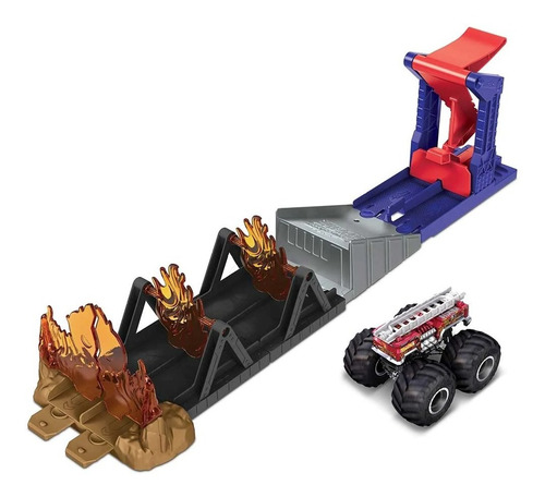 Imagen 2 de 6 de Pista Hot Wheels Pista Monster Truck Desafio En Llamas