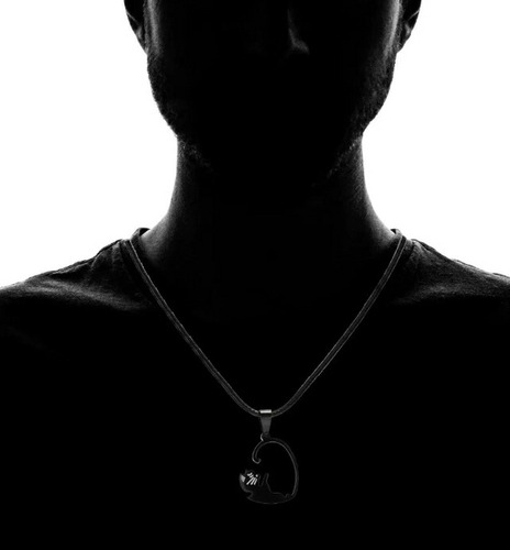 Collar Parejas Novios Acero Corazón Yin Yang Gato Amistad