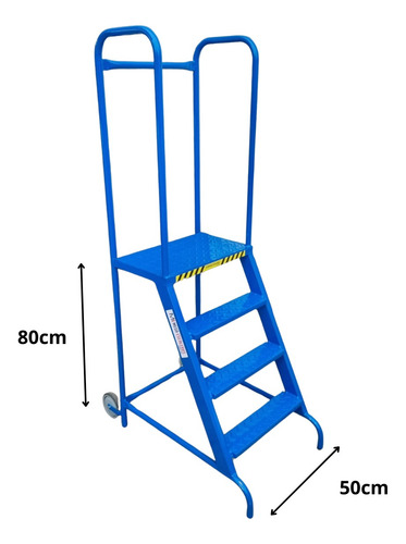 Escalera Rodante Burro En Hierro Altura 0.80m Mega Escaleras Azul
