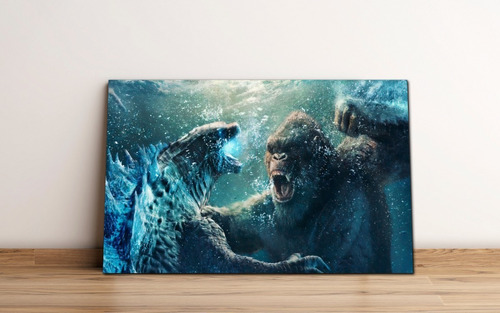 Cuadro Decorativo Godzilla Vs King Kong Película 86x56cm