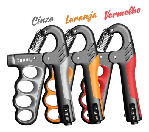 Hand Grip Mãos 5 A 100kg Ajuste Intensidade Treino Aparelho Cor Cinza