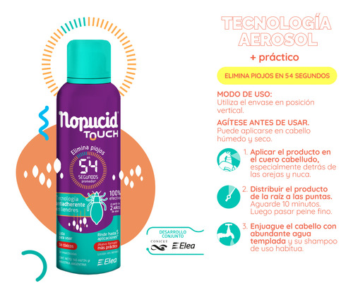 Imagen 3 de 7 de Nopucid Touch Elimina Piojos Liendres En 54 Segundos 145ml