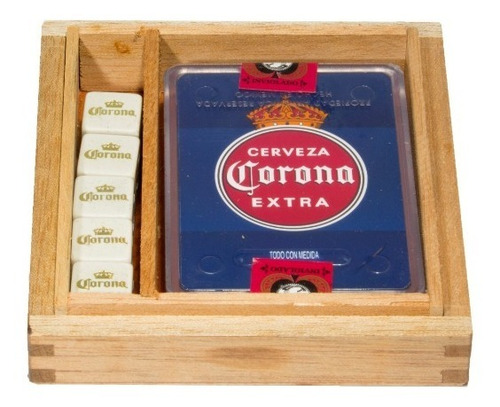 Imagen 6 de 7 de Caja De Madera Con Baraja Poker Y 5 Dados: Cervezas
