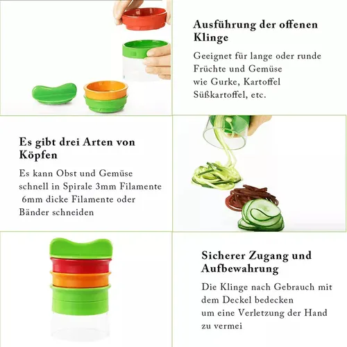 Cortador Manual En Espiral Para Espaguetis Con Verduras Kitc