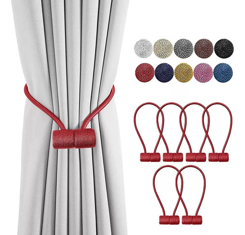 Alzapaños Magnéticos Para Cortinas Cuerda De Cortina 6pcs Color Rojo
