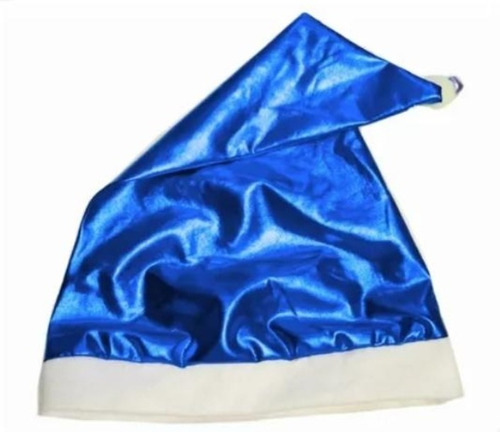 15 Gorros De Navidad Azul Metalico Con Cascabel
