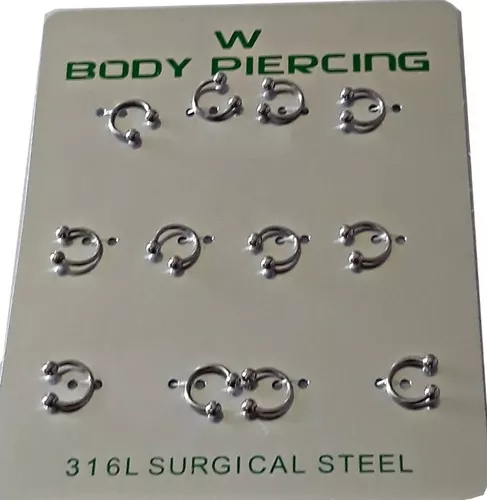 Piercing Kit 10un Ferradura Orelha Boca Septo Aço Cirúrgico