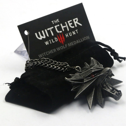 Imagen 1 de 4 de Collar Medallón The Witcher Wild Hunt Game Acero Negro