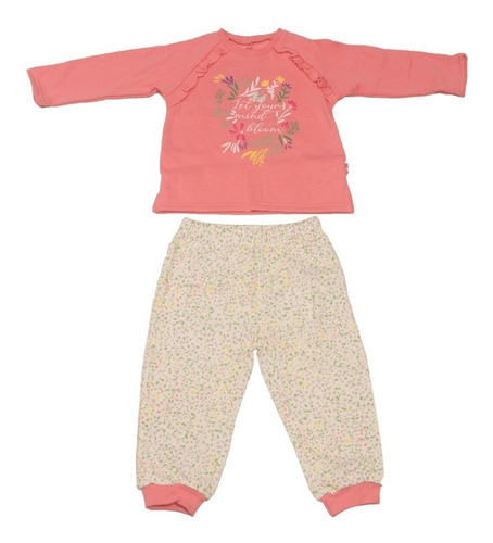 Pijama 2 Pcs De Franela Niña Pillin Rosado Print Flores