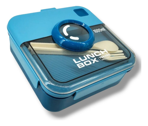 Taper Hermetico Antiderrame Vianda Lunchera Azul 1000ml