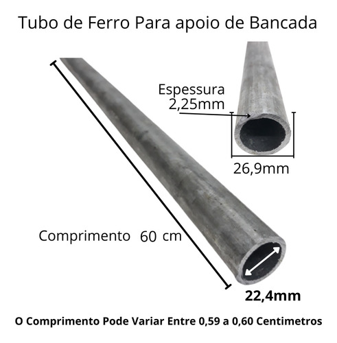 Kit 2 Tubo Galvanizado 3/4 X 60cm Chumbar Pia +1 Massa Ibere