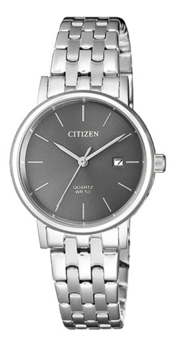 Reloj Citizen Para Mujer Eu6090-54h Plateado Dial Gris Fecha Color del fondo Gris oscuro
