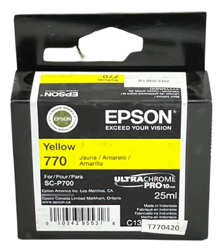 Cartucho Epson Ultrachromepro10 770 Amarillo Sc-p700 T770420