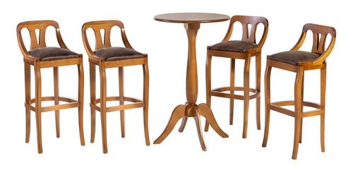 Conjunto De Mesa Bistrô Com 4 Banquetas Napoleão Imbuia