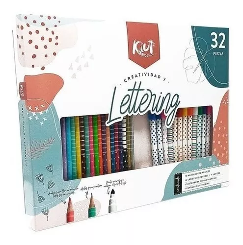 CraftyKit - Nueva combinación colores 💜💛💚 de nuestro Kit Lettering Kit  Lettering incluye: 💜1 Cuaderno de Lettering para practicar, con 55 paginas  que contienen:Definiciones y Trazos Básicos,Mayúsculas y Minúsculas,  Números y Signos,Frases