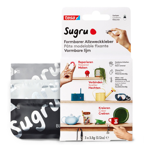 Adhesivo Moldable Sugru Tesa 3: Negro, Blanco Y Gris