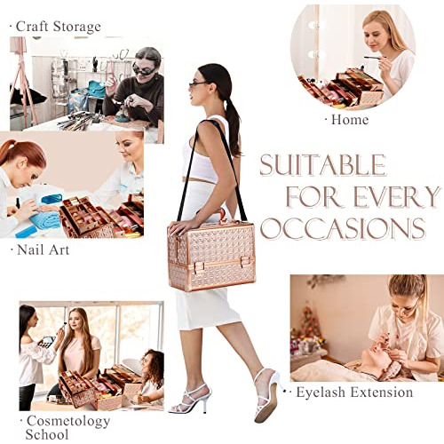 Estuche Profesional De Maquillaje (dorado Rosa)