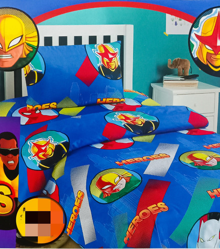 Sábanas Twin - Marvel Capitán América 100% Alg Amarillo Geométrico