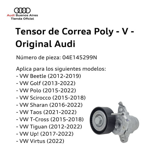 Imagen 3 de 8 de Tensor De Correa Poly - V Volkswagen Up! 2017 Al 2021