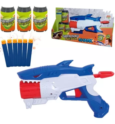 Arma Lançador Dardo Brinquedo Super Shot 10 Balas Azul (DMT5160) tem aqui,  na ABMIDIA!