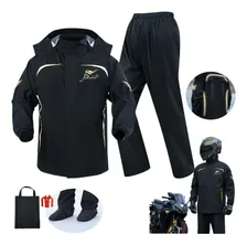 Impermeable Motociclista Phosphaino Reflejante Con Capucha Alta Calidad Chubasquero Moto Traje Completo Motocicleta Resistente Con Cubierta Para Zapatos Unisex Negro