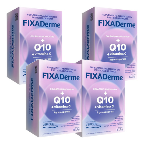 Fixa Derme Q10 + Vit. C Kit 4 Caixas Com 15 Sachês Cada